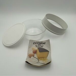 Vintage Corning 3 pc Soufflé Set w/ Recipe Book - PYREX